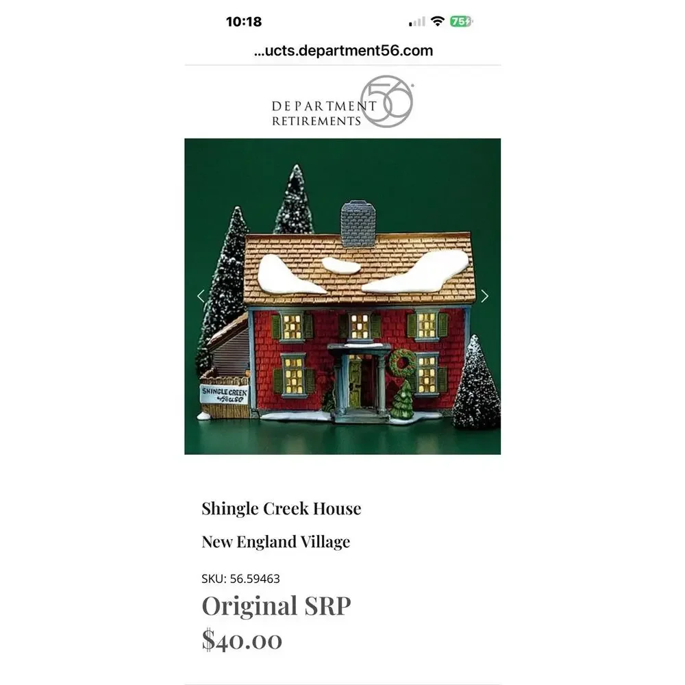 VTG ORIGINAL Dept 56 Heritage Village Shingle Creek House Lighted Retired EUC